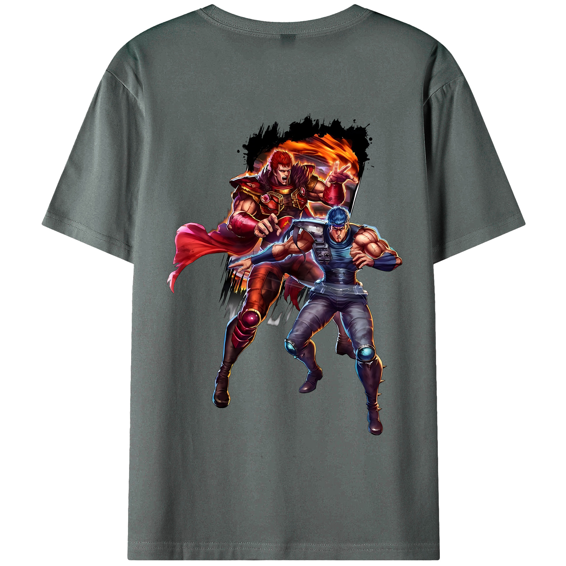 （画像用） 北斗の拳 Fist of the North Star 綿100％ メンズ半袖Tシャツ（バックプリント） 通気性